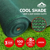 Instahut 50% Sun Shade Cloth Shadecloth Sail Roll Mesh 1.83x20m 100gsm Green