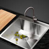 Cefito 53cm x 50cm Stainless Steel Kitchen Sink Under/Top/Flush Mount Silver