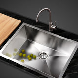 Cefito 60cm x 45cm Stainless Steel Kitchen Sink Under/Top/Flush Mount Silver