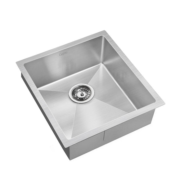 Cefito 44cm x 44cm Stainless Steel Kitchen Sink Under/Top/Flush Mount Black