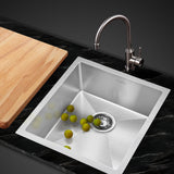 Cefito 44cm x 44cm Stainless Steel Kitchen Sink Under/Top/Flush Mount Black