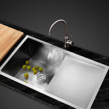 Cefito 75cm x 45cm Stainless Steel Kitchen Sink Under/Top/Flush Mount Silver