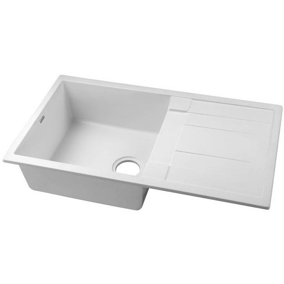 Cefito Stone Kitchen Sink 855X500MM Granite Under/Topmount Basin Bowl Laundry White