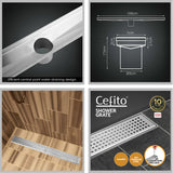 Cefito Shower Grate Square 1000mm Stainless Steel Grates Drain Floor Waste Bath