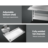 Cefito 1219 x 762mm Commercial Stainless Steel Kitchen Bench with 4pcs Castor Wheels