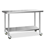 Cefito 430 Stainless Steel Kitchen Benches Work Bench Food Prep Table with Wheels 1524MM x 610MM