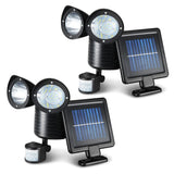 2X 22 LED Solar Powered Dual Light Security Motion Sensor Flood Lamp Outdoor