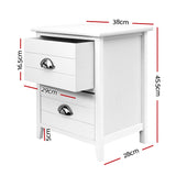 Artiss 2x Bedside Table Nightstands 2 Drawers Storage Cabinet Bedroom Side White