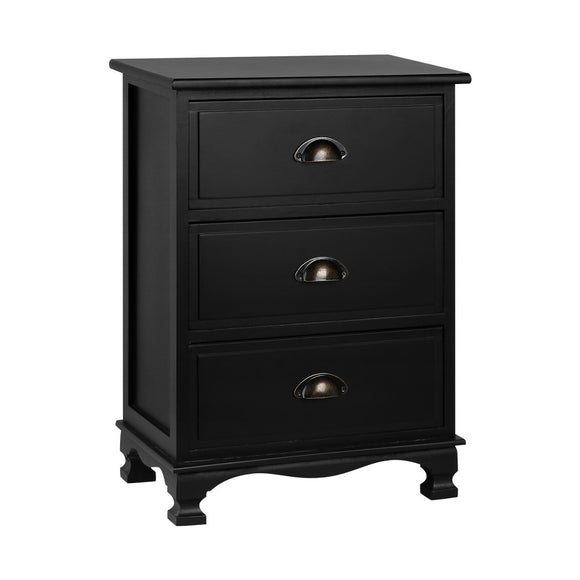 Artiss Vintage Bedside Table Chest Storage Cabinet Nightstand Black