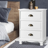 Artiss Vintage Bedside Table Chest Storage Cabinet Nightstand White