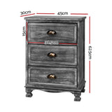 Artiss Bedside Tables Side Table Drawers Cabinet Vintage Grey Nightstand Storage