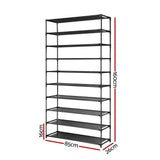 50 Pairs 10 Tier Shoe Rack Metal Shelf Holder Stackable Portable Black