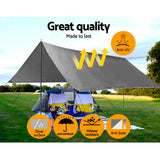 Instahut 4.8x6m Tarp Camping Tarps Poly Tarpaulin Heavy Duty Cover 180gsm Silver