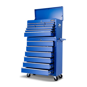 Giantz 15 Drawers Tool Box Chest Trolley Cabinet Garage Storage Boxes Organizer Blue