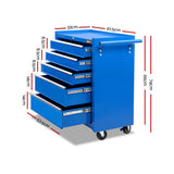 Giantz 5 Drawer Mechanic Tool Box Storage Trolley - Blue