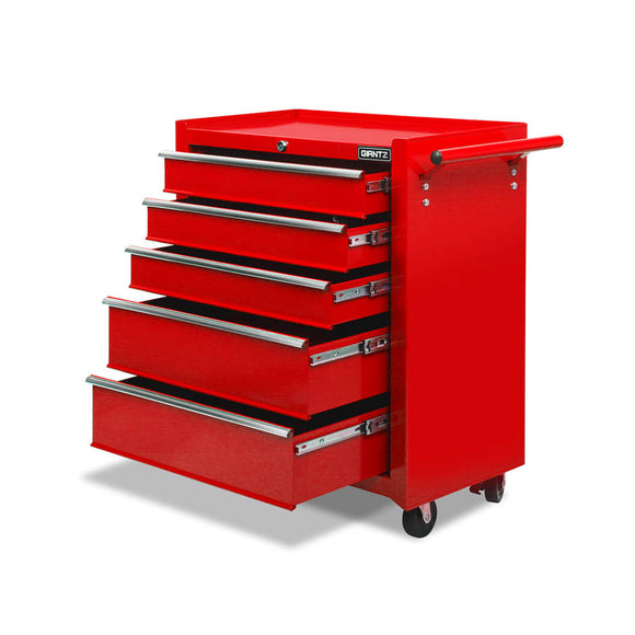 Giantz 5 Drawer Mechanic Tool Box Storage Trolley - Red