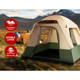 Weisshorn Family Camping Tent 4 Person Hiking Beach Tents Canvas Ripstop Green