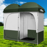 Weisshorn Double Camping Shower Toilet Tent Outdoor Portable Change Room Green