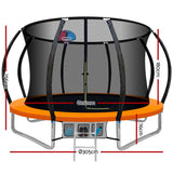 Everfit 10FT Trampoline Round Trampolines With Basketball Hoop Kids Present Gift Enclosure Safety Net Pad Outdoor Orange