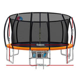 Everfit 16FT Trampoline Round Trampolines With Basketball Hoop Kids Present Gift Enclosure Safety Net Pad Outdoor Orange