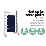 Devanti Electric Heated Towel Rail Rails Warmer Rack Aluminium Bar Bathroom