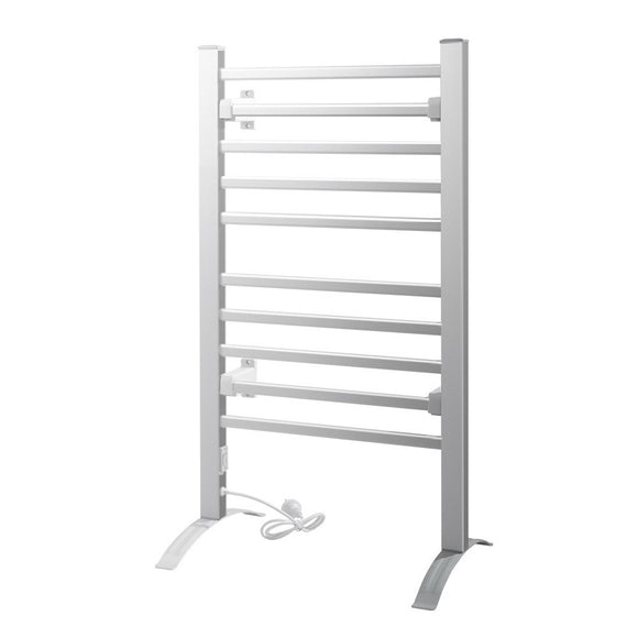 Devanti Heated Towel Rail Rack Bathroom Aluminum Electric Rails Warmer Clothes 10 Rungs