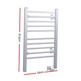 Devanti Heated Towel Rail Rack Bathroom Aluminum Electric Rails Warmer Clothes 10 Rungs