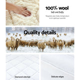 Giselle QUEEN Wool Underlay Mattress Topper Underblanket Cotton