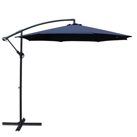 Instahut 3M Cantilevered Outdoor Umbrella - Navy