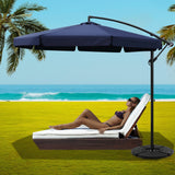 Instahut 3M Umbrella with 48x48cm Base Outdoor Umbrellas Cantilever Sun Beach UV Navy