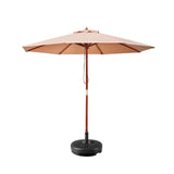 Instahut 2.7M Umbrella with Base Outdoor Pole Umbrellas Garden Stand Deck Beige