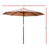 Instahut 3M Outdoor Pole Umbrella Cantilever Stand Garden Umbrellas Patio Beige