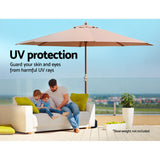 Instahut 3M Outdoor Pole Umbrella Cantilever Stand Garden Umbrellas Patio Beige