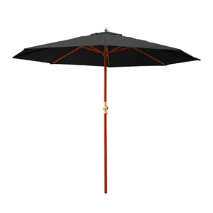 Instahut 3M Outdoor Pole Umbrella Cantilever Stand Garden Umbrellas Patio Black