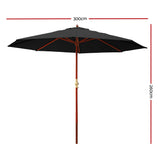 Instahut 3M Outdoor Pole Umbrella Cantilever Stand Garden Umbrellas Patio Black