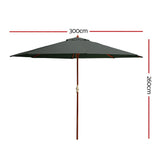 Instahut Umbrella Outdoor Pole Umbrellas Stand Sun Beach Garden Deck Charcoal 3M