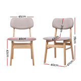 Artiss Set of 2 Dining Chairs Retro Replica Kitchen Cafe Wood Chair Fabric Pad Beige