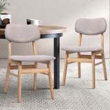 Artiss Set of 2 Dining Chairs Retro Replica Kitchen Cafe Wood Chair Fabric Pad Beige