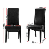 Artiss Set of 2 Dining Chairs French Provincial Kitchen Cafe PU Leather Padded High Back Pine Wood Black