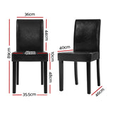 Artiss Set of 2 Dining Chairs PU Leather Padded High Back Wood Cafe Kitchen Black