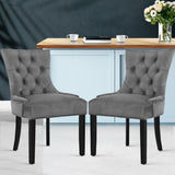 Artiss Set of 2 Dining Chairs French Provincial Retro Chair Wooden Velvet Fabric Grey