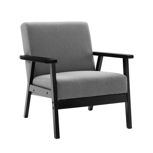 Artiss Fabric Dining Armchair - Black & Grey