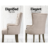 Artiss Dining Chairs French Provincial Chair Velvet Fabric Timber Retro Camel