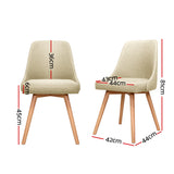 Artiss Set of 2 Replica Dining Chairs Beech Wooden Timber Chair Kitchen Fabric Beige