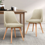 Artiss Set of 2 Replica Dining Chairs Beech Wooden Timber Chair Kitchen Fabric Beige