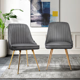 Artiss Set of 2 Dining Chairs Retro Chair Cafe Kitchen Modern Iron Legs Velvet Grey