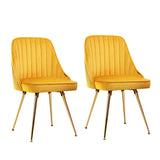 Artiss Set of 2 Dining Chairs Retro Chair Cafe Kitchen Modern Metal Legs Velvet Yellow