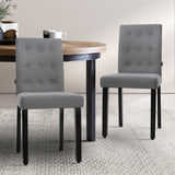 Artiss Set of 2 DONA Dining Chair Fabric Foam Padded High Back Wooden Kitchen Grey