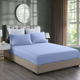 Royal Comfort 2000TC 3 Piece Fitted Sheet and Pillowcase Set Bamboo Cooling Double Light Blue