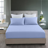 Royal Comfort 2000TC 3 Piece Fitted Sheet and Pillowcase Set Bamboo Cooling Double Light Blue